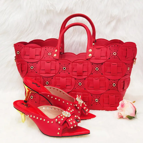 Color matching High Quality Nigerian Design Matching Shoes and Bag