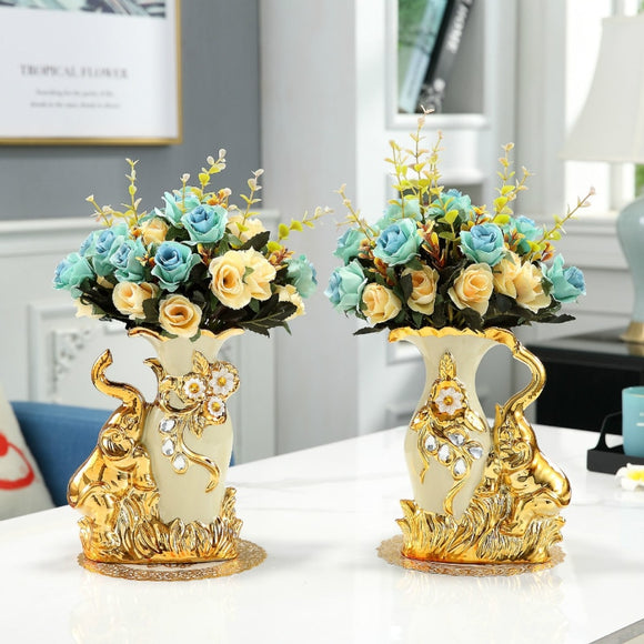 Ceramic Golden Swan Home Decoration