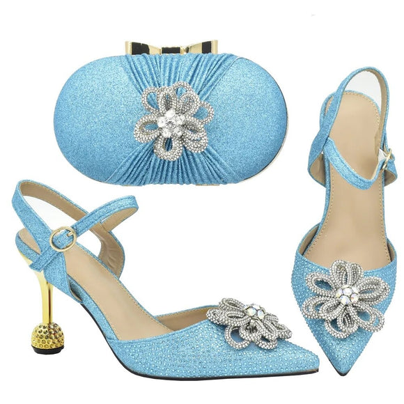 New Women Shoes and Bags Set with Rhinestone