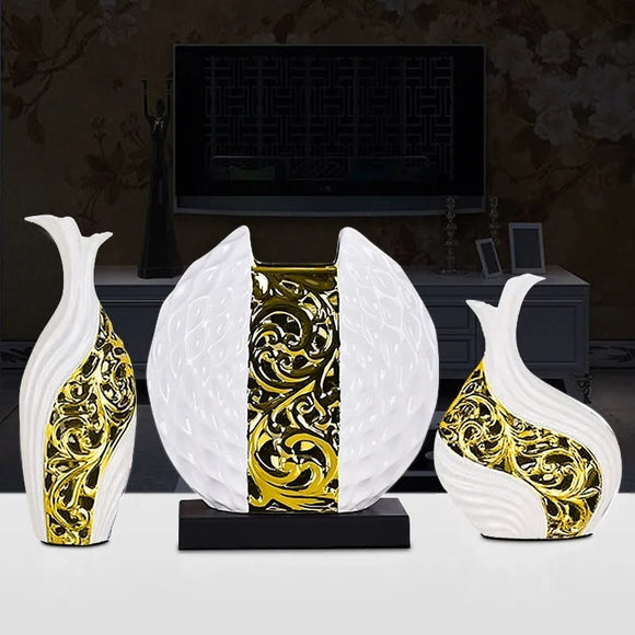 Gold Plated Porcelain Vintage Advanced Ceramic Flower Vase