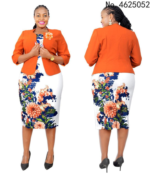 African Turkey Style Plus Size Printed Coat And Dress Suit For Women